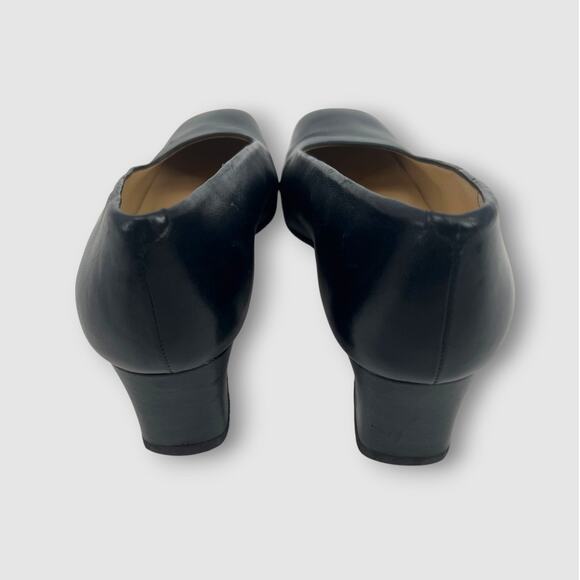 Vintage Enzo Angiolini Black Leather Square Toe Block Heel Pumps Women’s 7.5N - Picture 7 of 8